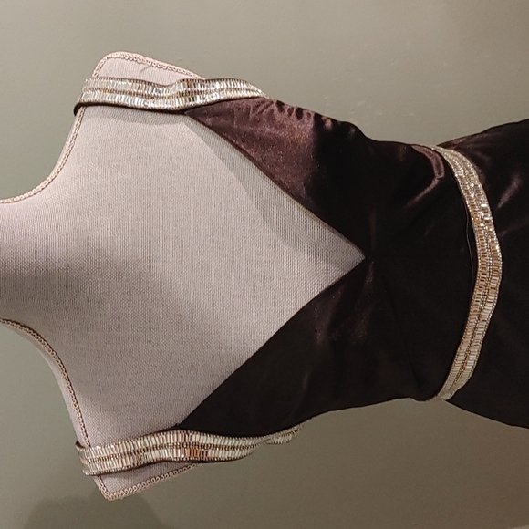 Black Satin and Rhinestones LBD Size Medium - Picture 5 of 13